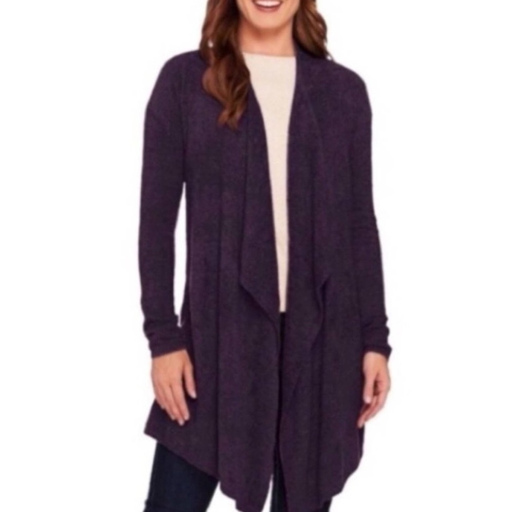 Barefoot‎ Dreams Bamboo ChicLite Purple Open Draped Cardigan Size Large/XL